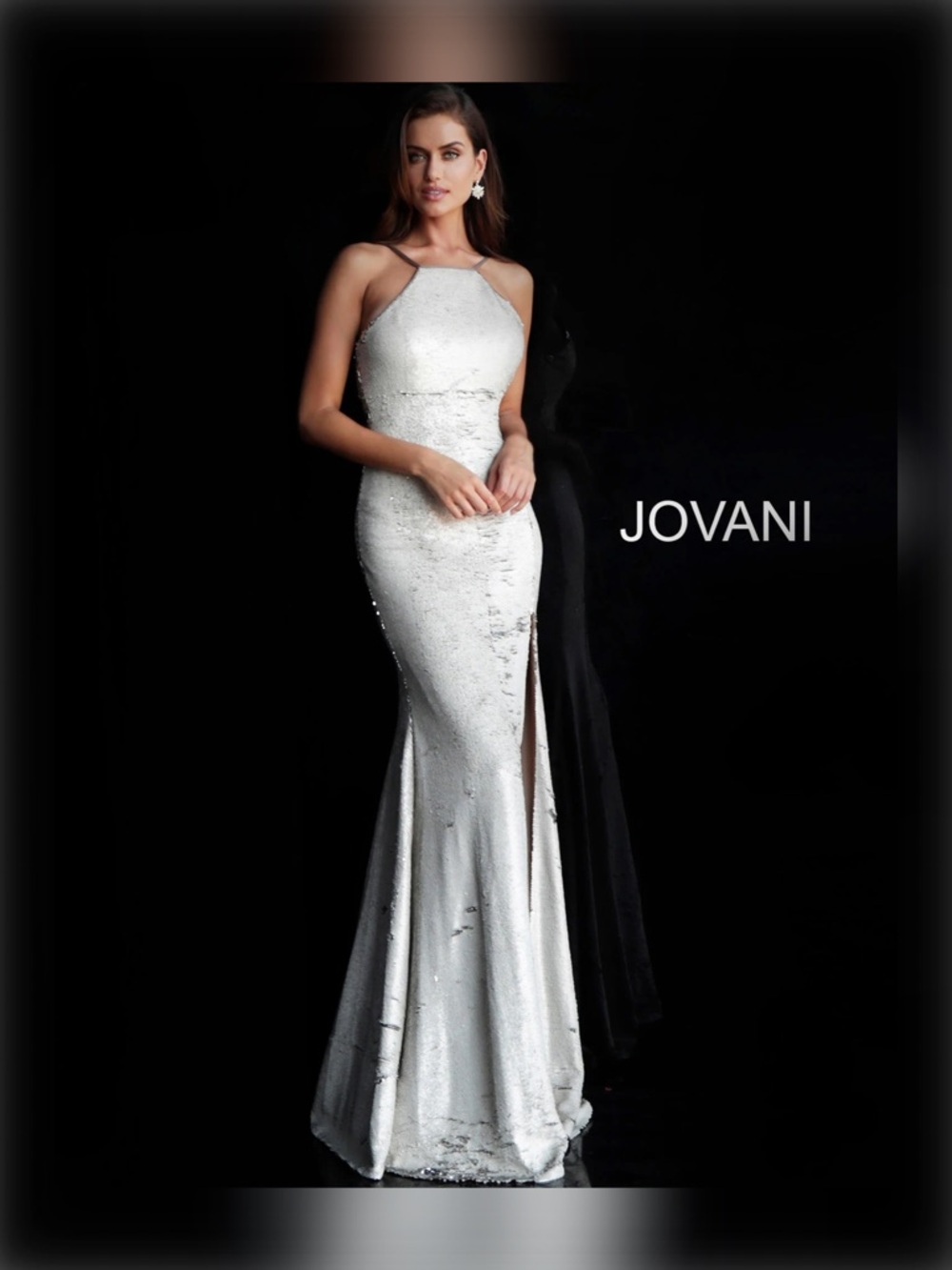 JOVANI Backless Sequin Formal Gown